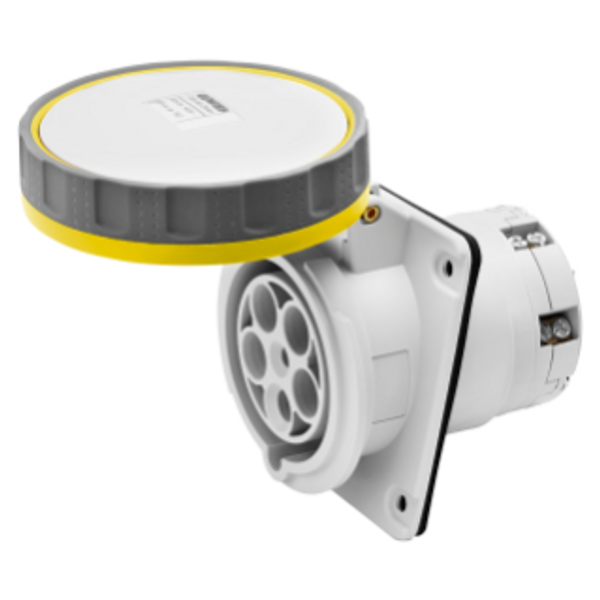 10° ANGLED FLUSH-MOUNTING SOCKET-OUTLET HP - IP66/IP67 - 3P+N+E 125A 100-130V 50/60HZ - YELLOW - 4H - MANTLE TERMINAL image 1