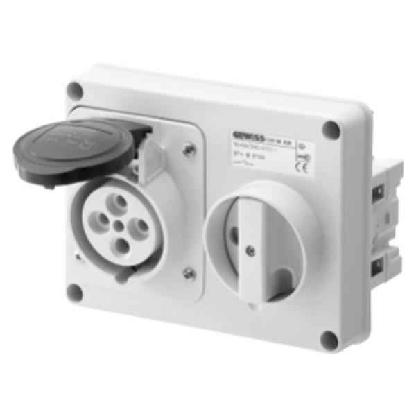 FIXED INTERLOCKED HORIZONTAL SOCKET-OUTLET - WITHOUT BOTTOM - WITHOUT FUSE-HOLDER BASE - 3P+N+E 16A 480-500V - 50/60HZ 7H - IP44 image 1