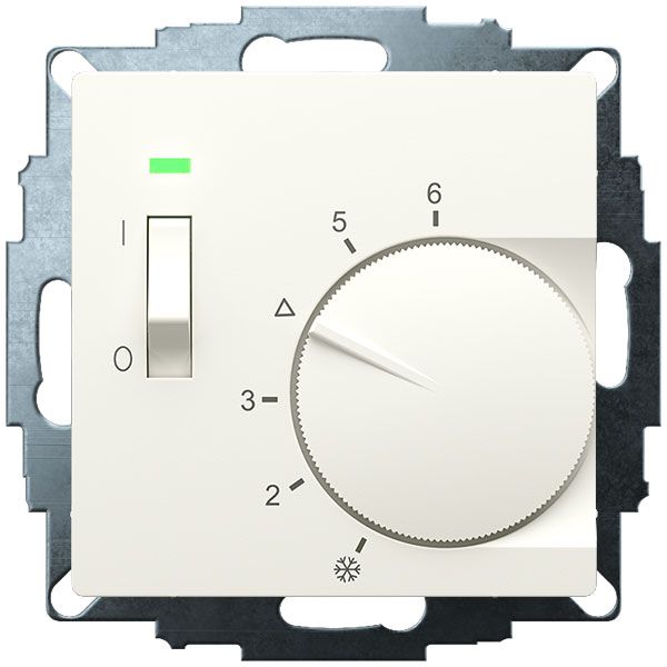 UP room controller, RAL1013 matt 55x55, 5-30C, AC 230V, 1NC, 10 A, temperature reduction approx. 4K, switch on/off, display controller "on" image 2