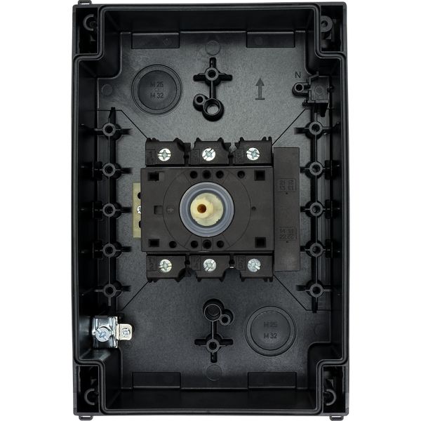 Main switch, P3, 63 A, surface mounting, 3 pole, 1 N/O, 1 N/C, STOP function, With black rotary handle and locking ring, Lockable in the 0 (Off) posit image 55