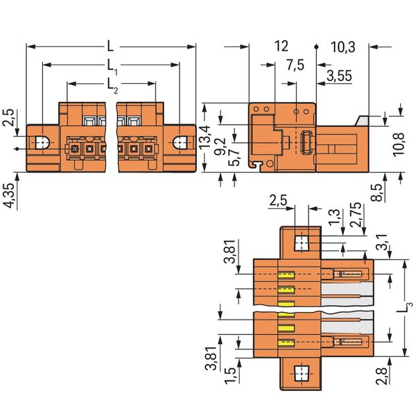 1-conductor male connector CAGE CLAMP® 1.5 mm² orange image 2