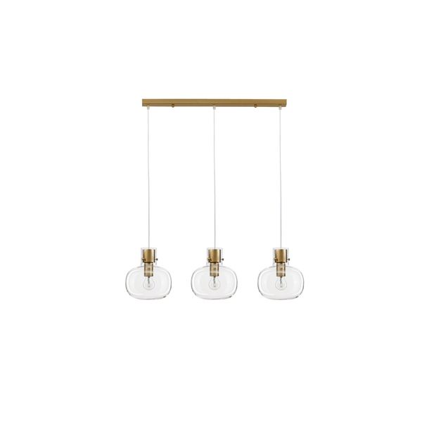 Clear Glass  White Cord  Brass Gold Metal   LED E27 3x12 Watt 230 Volt   IP20 Bulb Excluded  L: 86 H1: 25 H2: 175 cm Adjustable Height image 1