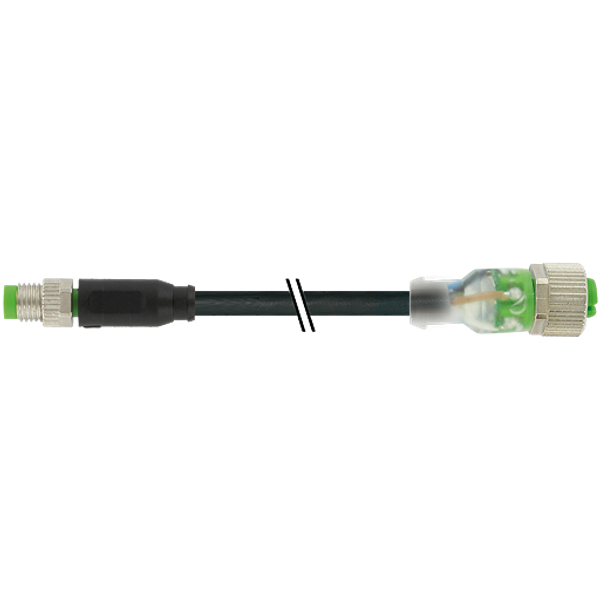 M8 male 0° / M12 female 0° A-cod. LED PUR 4x0.25 bk UL/CSA+drag ch. 1m image 1