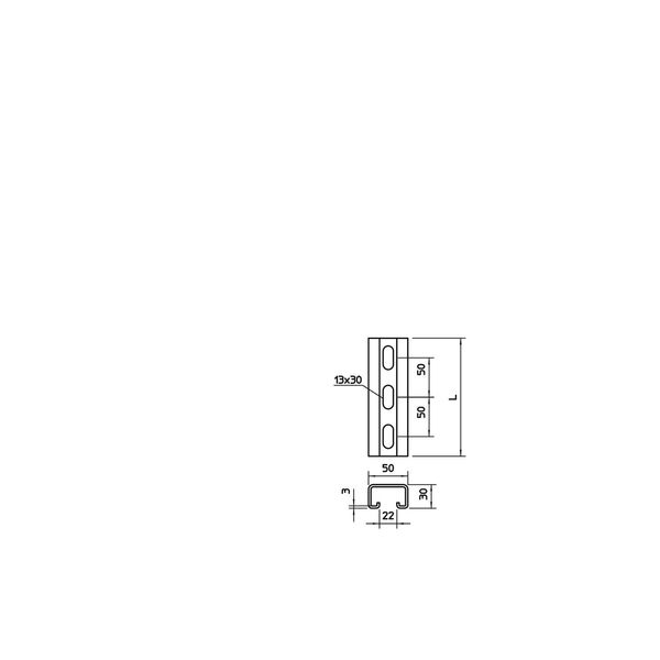 MS5030P0300FT Profile rail perforated, slot 22mm 300x50x30 image 2