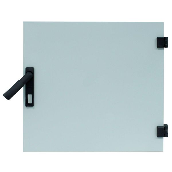 Door full metal f.DW-encl 4U,W600,RAL7035,Halfcylinder ready image 1