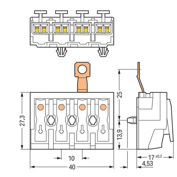 Lighting connector push-button, external with screw-type ground contac image 4