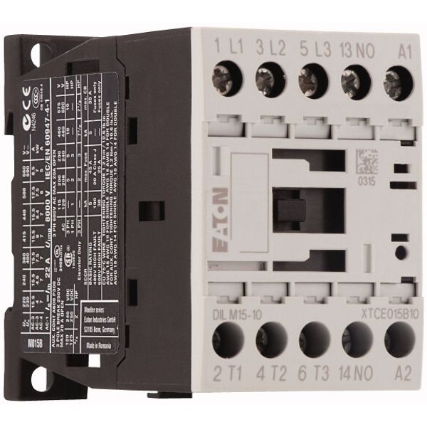 Contactor, 3 pole, 380 V 400 V 7.5 kW, 1 N/O, 110 V 50/60 Hz, AC operation, Screw terminals image 4