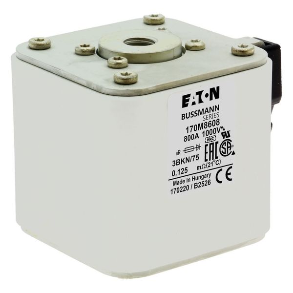 Fuse-link, high speed, 800 A, AC 1000 V, size 3, 74 x 92 x 76 mm, aR, IEC, UL, single indicator image 25