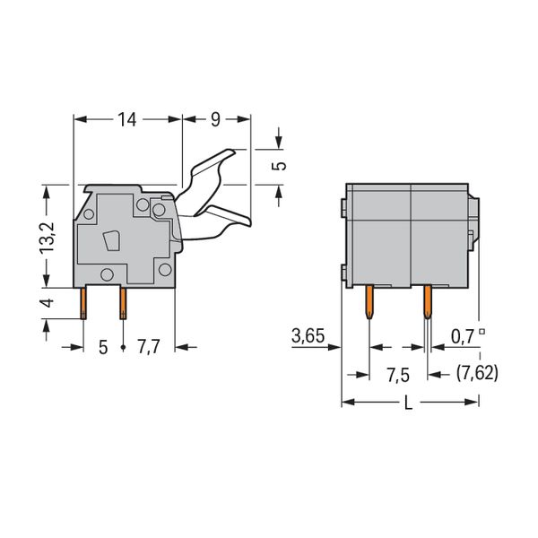 PCB terminal block finger-operated levers 2.5 mm² gray image 6