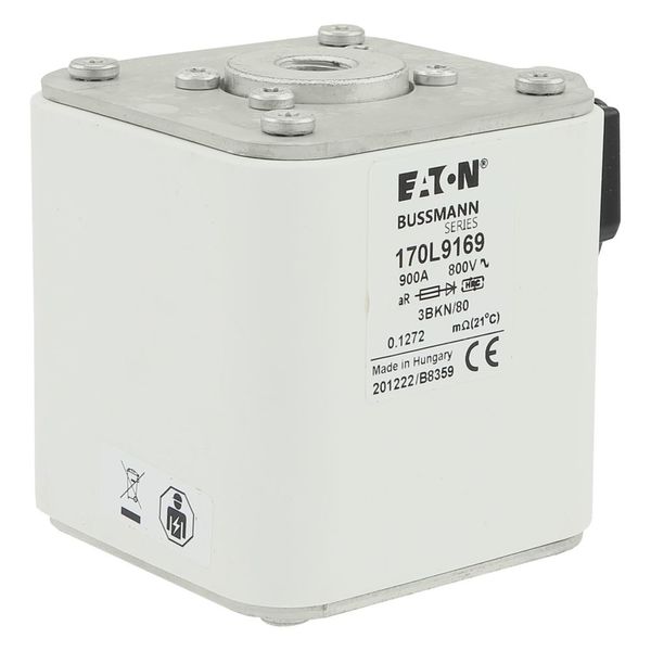 Fuse-link, high speed, 900 A, AC 800 V, Size 3, 76 x 92 x 83 mm, aR, IEC, single indicator image 25