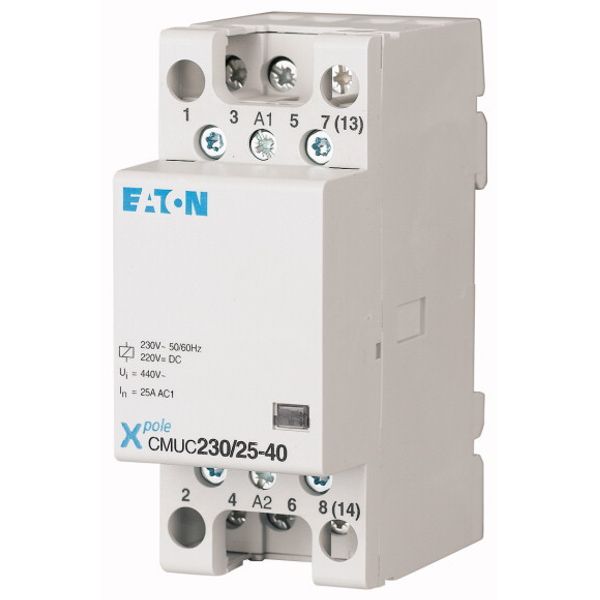 Installation contactor, 230 VAC/DC, 2N/C+2N/O, 25A image 1