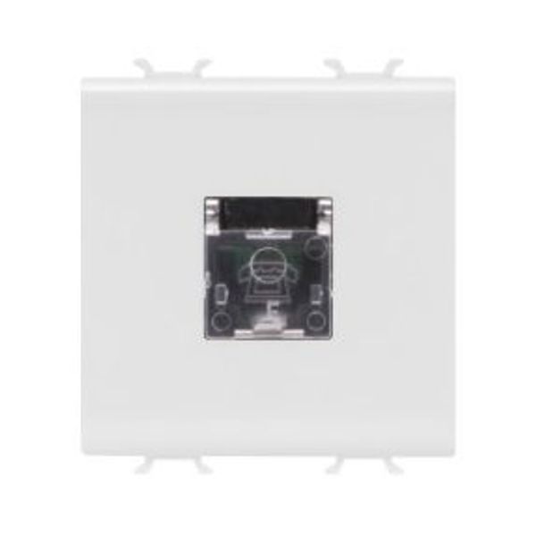 INTERNATIONAL STANDARD TELEPHONE SOCKET - RJ11 - SCREW-ON TERMINALS - 2 MODULES - SATIN WHITE - CHORUSMART image 1