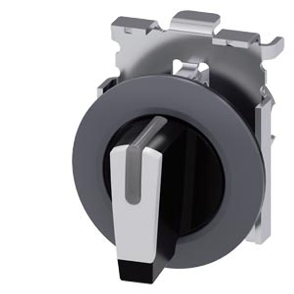 Selector switch, illuminable, 30 mm, round, Metal, matte, white, selector switch, short, front ring for flush installation,  3SU1062-2DL60-0AA0-Z Y12 image 1