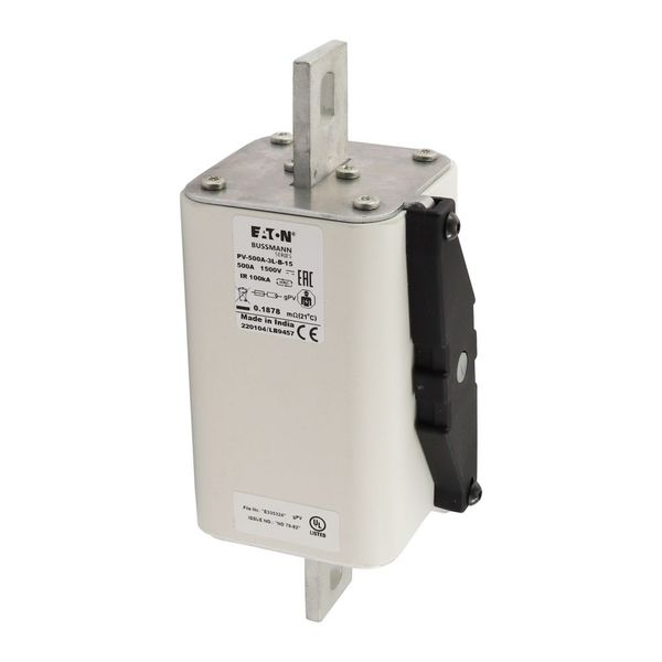 Fuse-link, high speed, 500 A, DC 1500 V, 3L, 75 x 205 mm, gPV, IEC, UL, with indicator, bolted contacts image 10