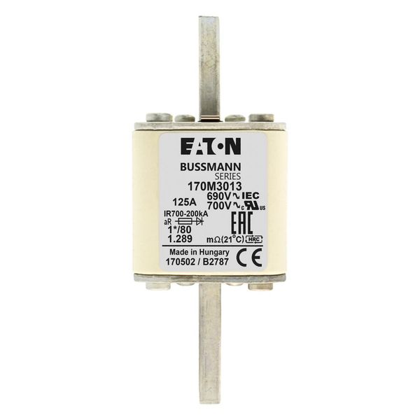 Fuse-link, high speed, 125 A, AC 690 V, compact DIN 1, 45 x 45 x 104 mm, aR, DIN, IEC, single indicator image 7