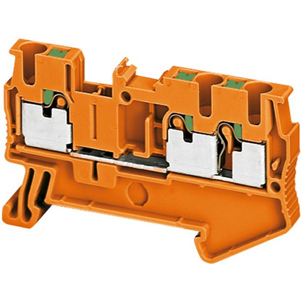 PUSH-IN TERMINAL, FEED THROUGH, 3 POINTS, 2,5MM², ORANGE image 1