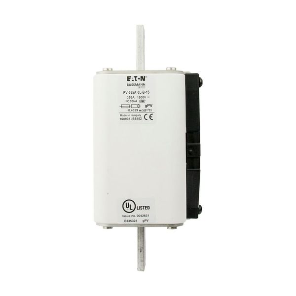 Fuse-link, high speed, 355 A, DC 1500 V, 3L, 75 x 205 mm, gPV, IEC, UL, with indicator, bolted contacts image 8