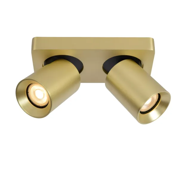 Lucide NIGEL - Ceiling spotlight - LED Dim to warm - GU10 - 2x5W 2200K/3000K - Matt Gold / Brass image 1