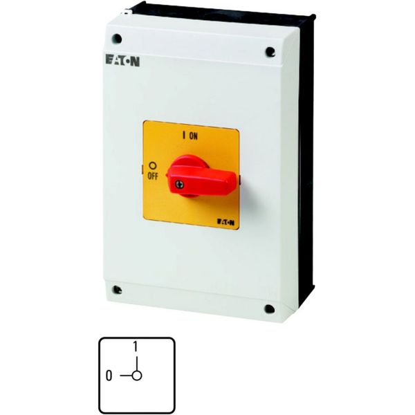 On-Off switch, P3, 63 A, surface mounting, 3 pole, Emergency switching off function, with red thumb grip and yellow front plate image 3