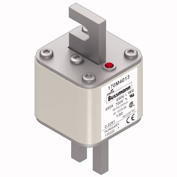 Fuse-link, high speed, 450 A, AC 690 V, DIN 1, 53 x 53 x 108 mm, aR, DIN, IEC, single indicator image 3