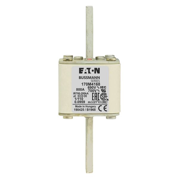 Fuse-link, high speed, 800 A, AC 690 V, DIN 1, 53 x 66 x 138 mm, aR, DIN, IEC, single indicator image 13