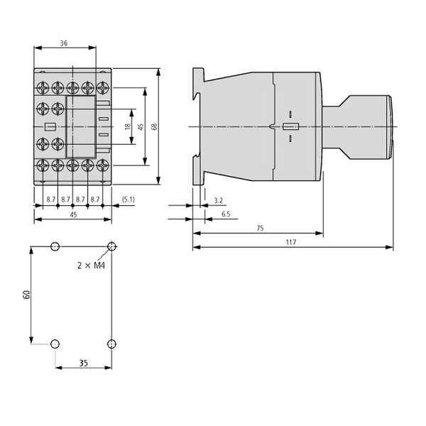 Auxiliary contact for contacter size 0-1, 2 NC image 3