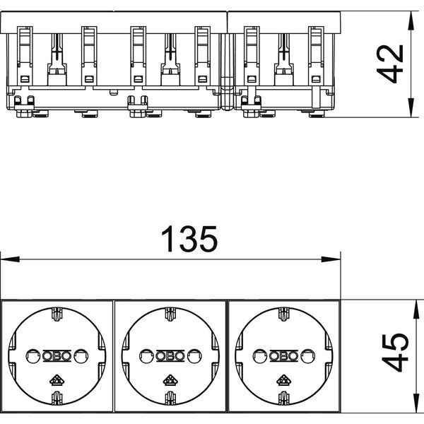 STD-D0 AL3 Socket 0°, triple protective contact 250V, 10/16A image 2