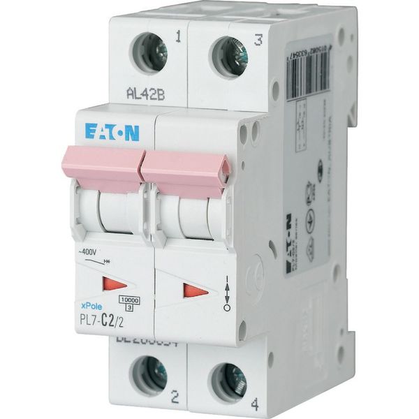 Miniature circuit breaker (MCB), 2 A, 2p, characteristic: D image 1