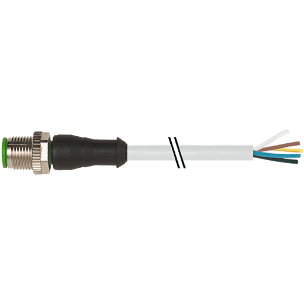 M12 male 0° A-cod. with cable PUR 5x0.34 gy UL/CSA+drag ch. 7m image 1