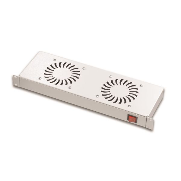 Fan-unit 19" / 1U, 2 fans, Switch (on/off), RAL7035 image 1