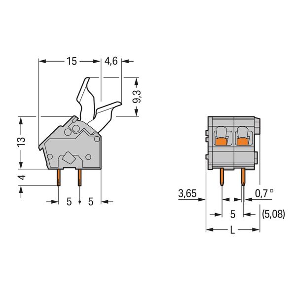 PCB terminal block finger-operated levers 2.5 mm² gray image 2