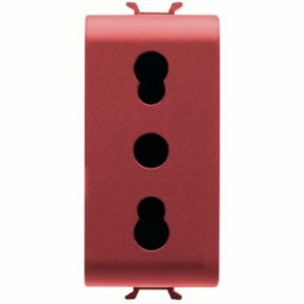 ITALIAN STANDARD SOCKET-OUTLET 250V ac - FOR DEDICATED LINES - 2P+E 16A DUAL AMPERAGE - P11-P17 - 1 MODULE - RED - ANTIBACTERIAL - CHORUSMART image 1