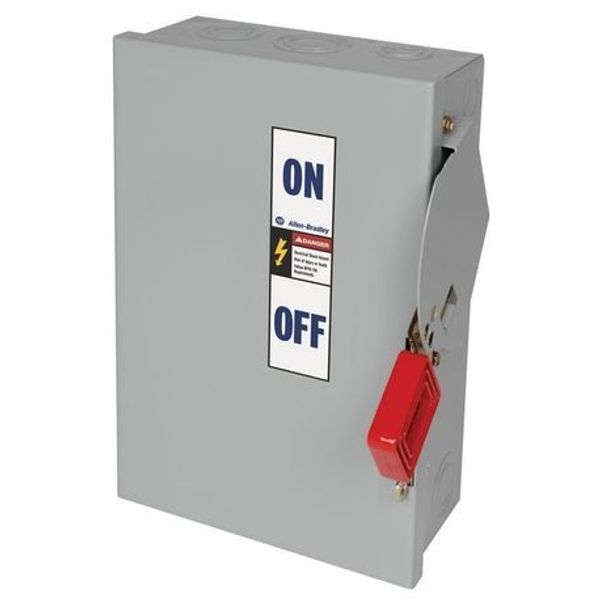 Allen-Bradley, 1494H Heavy Duty Safety Switch,  200A 600V AC Fusible Disconnect Switch, Type 1 General Purpose Painted Metal Enclosure, Door Latch image 1