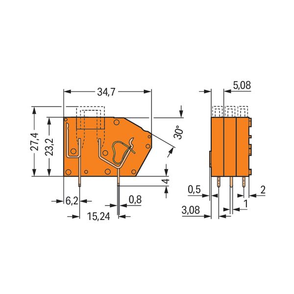 Stackable PCB terminal block with fuse mounting 2.5 mm² orange image 4