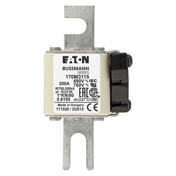 Fuse-link, high speed, 200 A, AC 690 V, compact DIN 1, 45 x 59 x 104 mm, aR, DIN, IEC, single indicator image 15