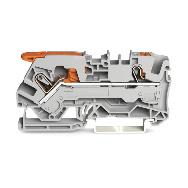 2-conductor through terminal block with lever and push-button 6 mm² gr image 1