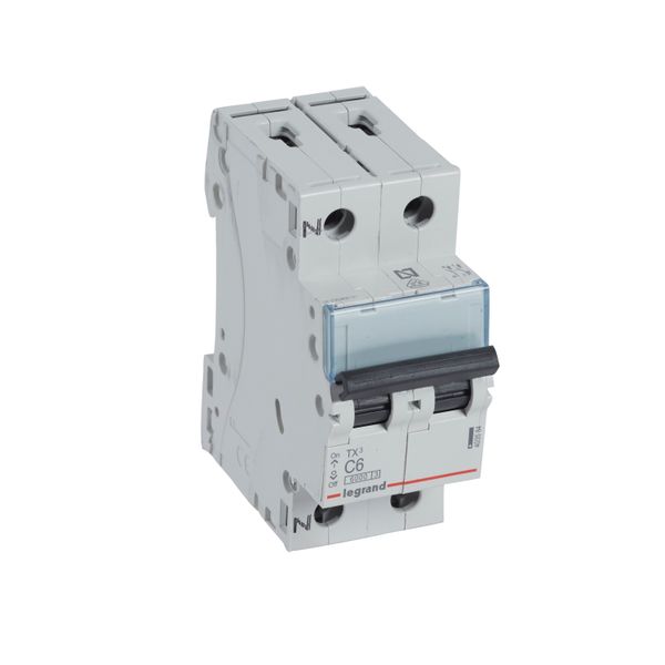 MCB TX³ 6000 - 1P+N - 230 V~ - 6 A - C curve - prong-type supply busbars image 1