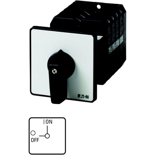 On-Off switch, T5, 100 A, rear mounting, 1 contact unit(s), 2 pole, with black thumb grip and front plate image 3