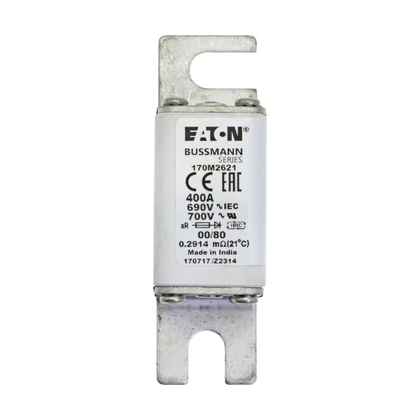 Fuse-link, high speed, 400 A, AC 690 V, DIN 00, 30 x 51 x 100 mm, aR, DIN, IEC, single indicator image 21