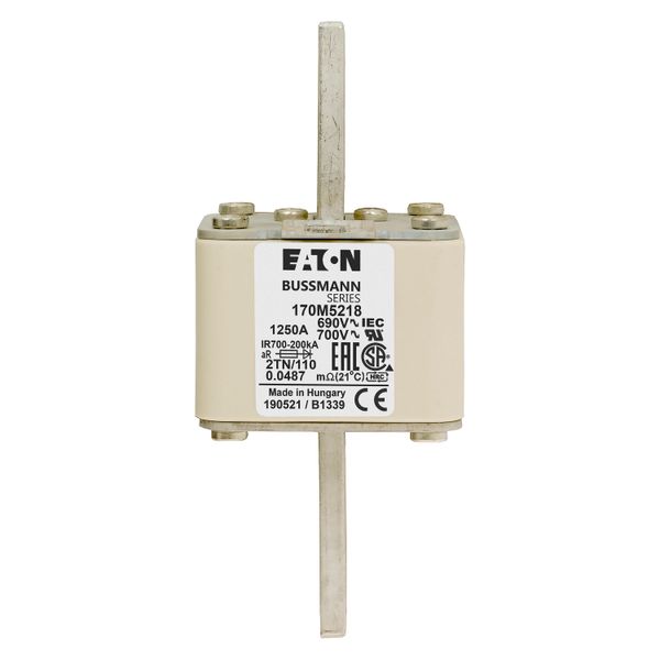 Fuse-link, high speed, 630 A, AC 1250 V, size 2, 61 x 77 x 203 mm, aR, DIN, IEC, single indicator image 12