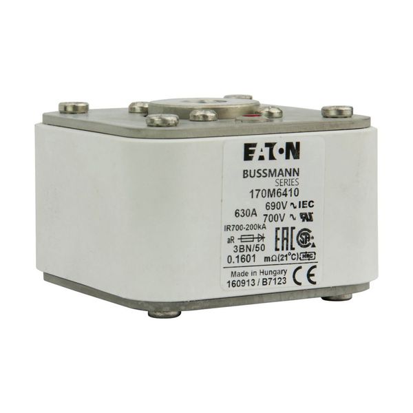 Fuse-link, high speed, 630 A, AC 690 V, size 3, aR, IEC, UL, single indicator image 15