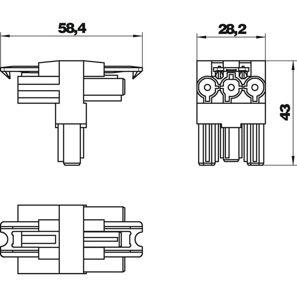 VB-T GST18i3p T-shaped distribution block, 1 input / 2 outputs 3-pole image 2