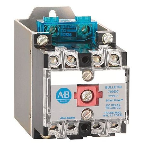 Allen-Bradley 700DC-P000Z1 NEMA Heavy-Duty Industrial Relay, 10 Amp AC Contact Rating, 115-125V DC, Open Type Relay Rail Mount image 1