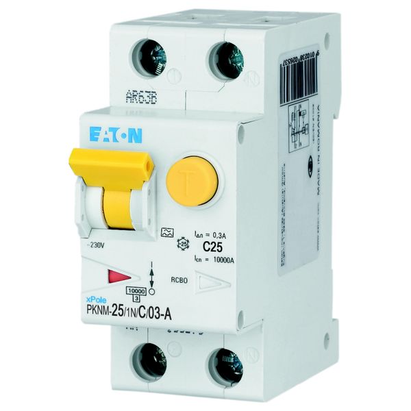 RCD/MCB combination, 25 A, 300 mA, MCB trip characteristic: C, 1p+N, RCD trip characteristic: A image 25