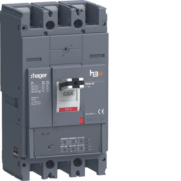 Moulded Case Circuit Breaker h3+ P630 LSI 3P3D 630A 50kA FTC image 1