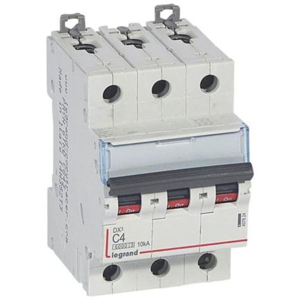 DX³6000 10kA high inlet and low outlet screw circuit breaker 3P 400V~ - 4A - curve C - for traditional HX³ comb image 1