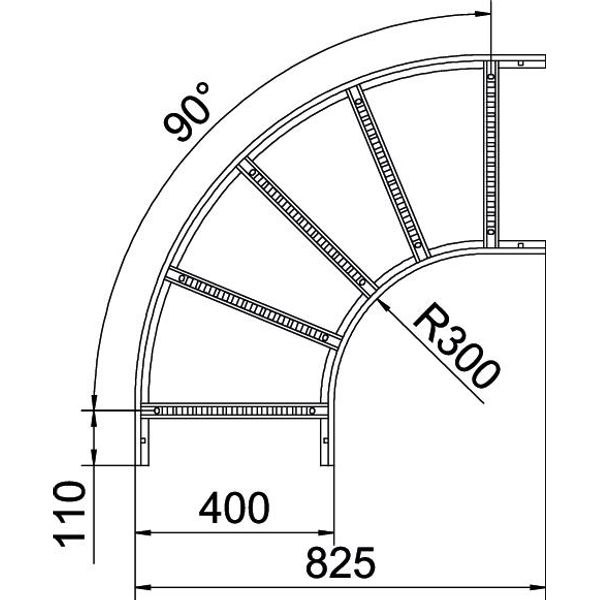 LB 90 1140 R3 FT 90° bend for cable ladder 110x400 image 2