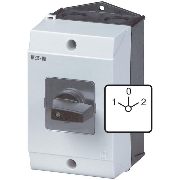 Reversing switches, T3, 32 A, surface mounting, 3 contact unit(s), Contacts: 5, 60 °, maintained, With 0 (Off) position, 1-0-2, Design number 8401 image 29