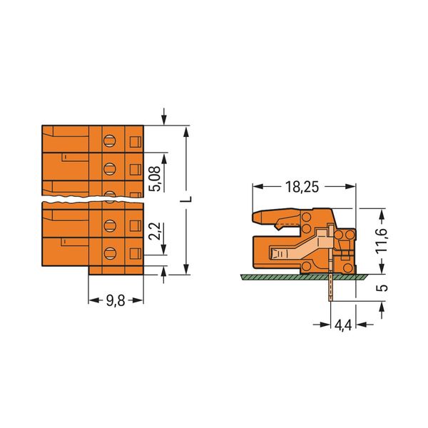 THT female header angled Pin spacing 5.08 mm orange image 2