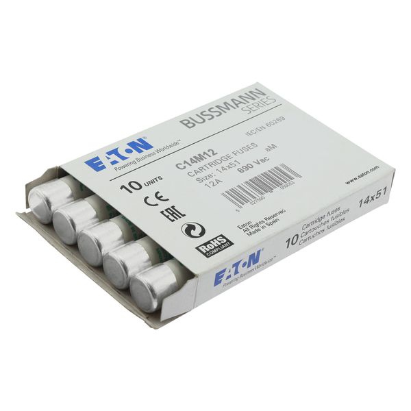 Fuse-link, LV, 12 A, AC 690 V, 14 x 51 mm, aM, IEC image 15